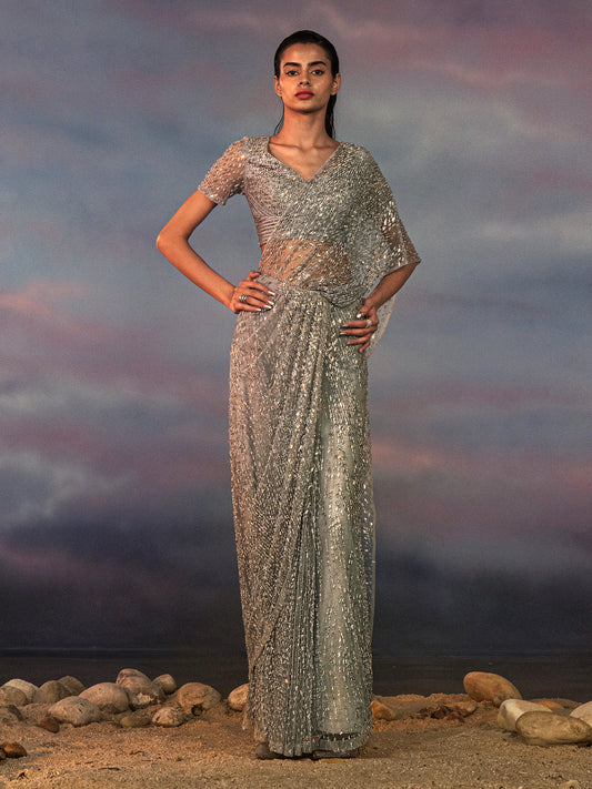 Heavily Embellished Open Saree