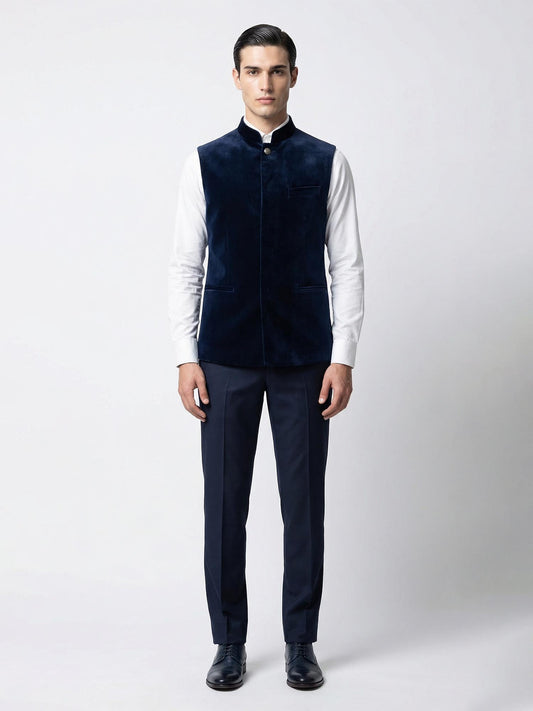 Midnight Navy Velvet Bundi