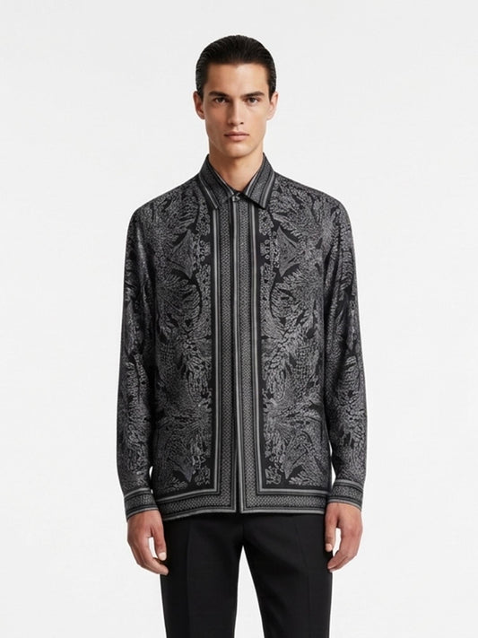 Monochrome Damask Panel Shirt