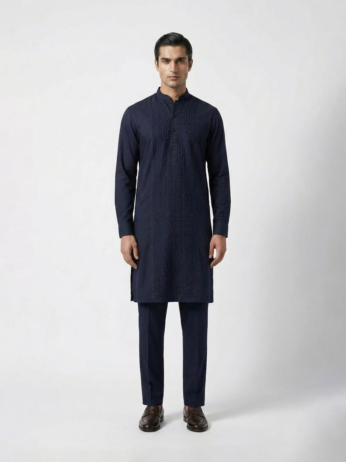 Noir Textured Panel Kurta Set