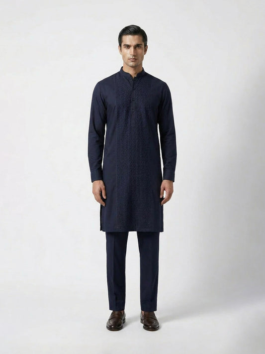 Noir Textured Panel Kurta Set