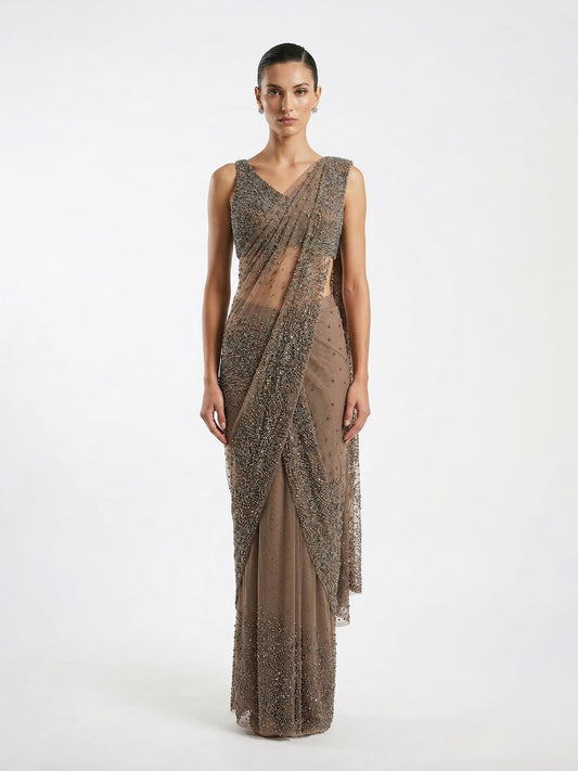 Crystal Draped Sculpted Saree