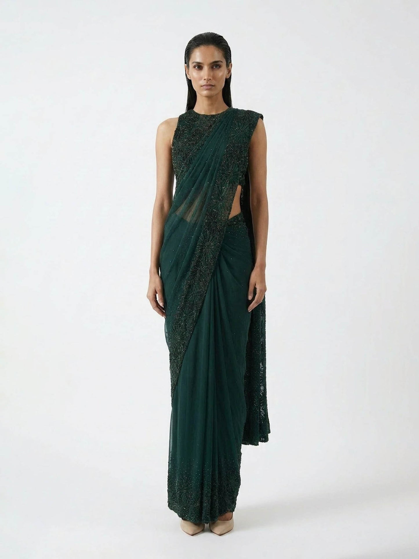Emerald Eclipse Saree