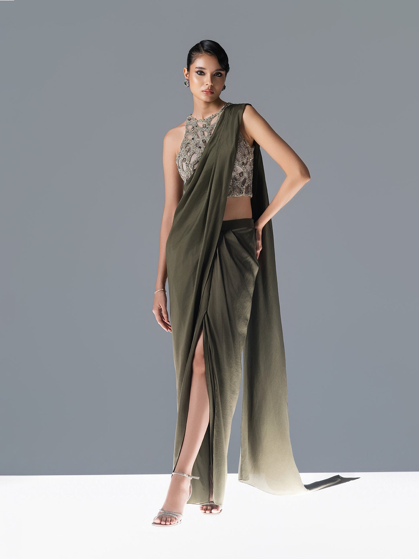 Fern light sari