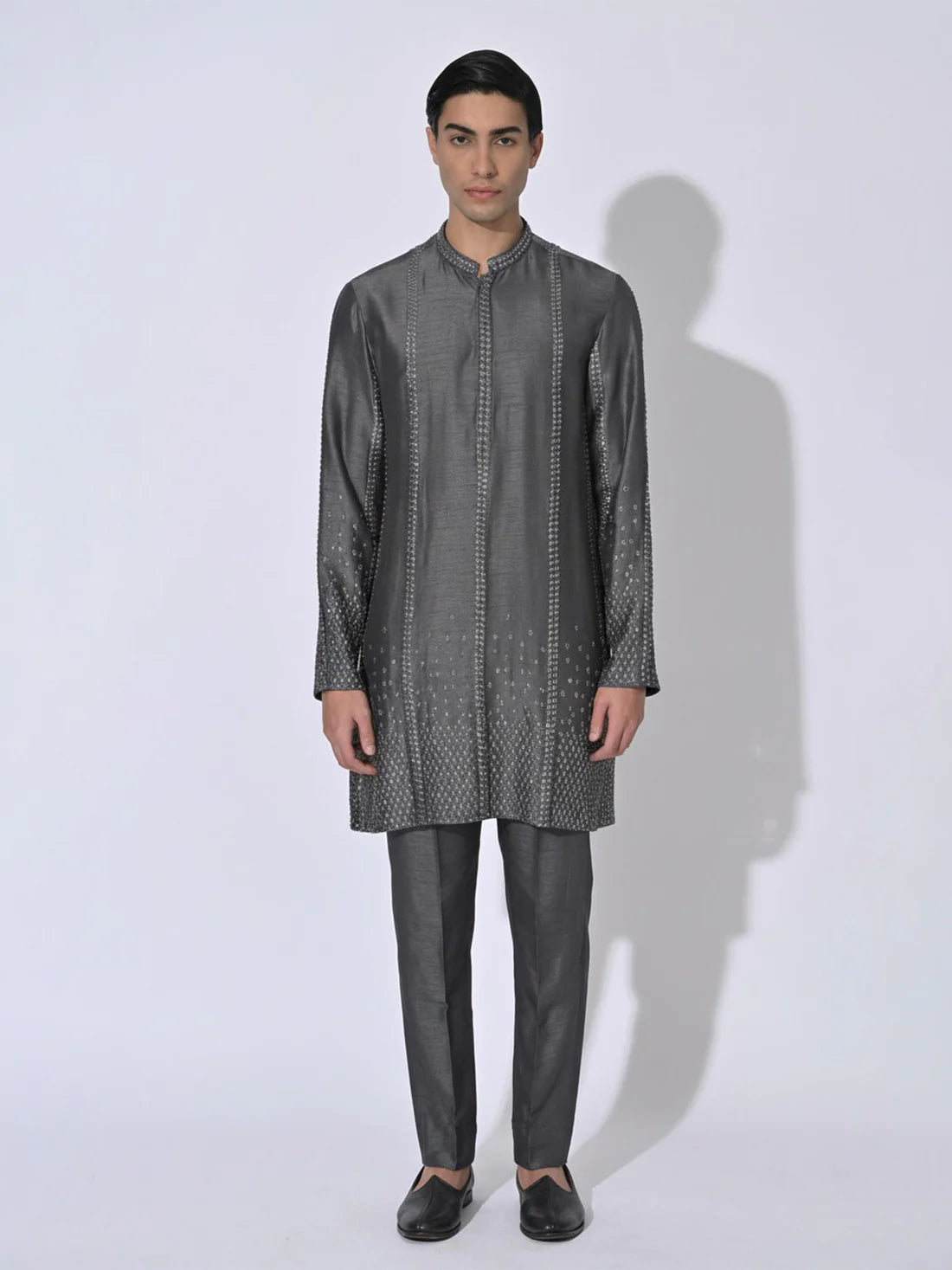 Steel Grey Embroidered Kurta Set