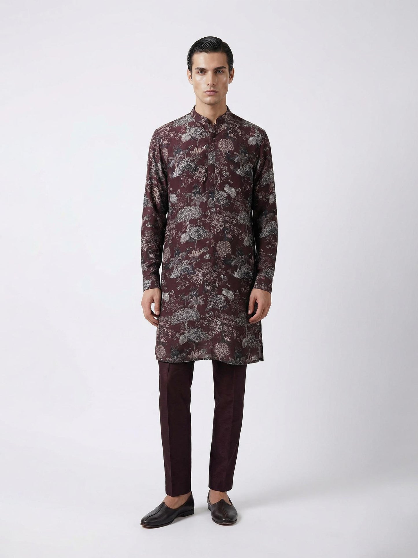 Maroon Printed Kurta Set