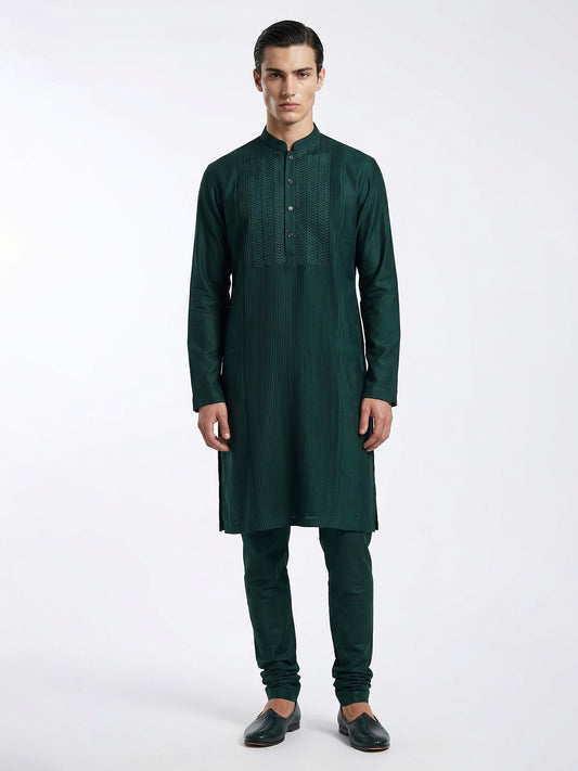 Emerald Textured Panel Kurta Set