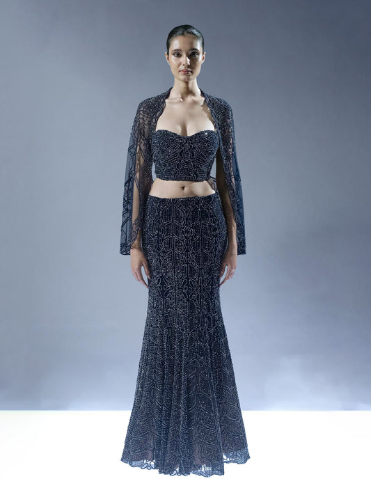 Sapphire Veil Lehenga Set