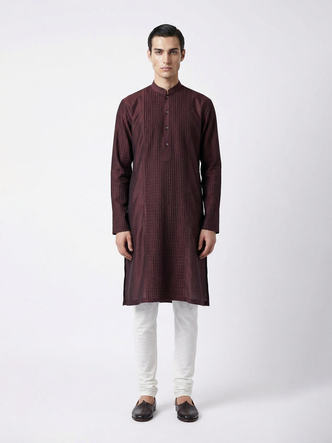 Maroon Pintuck Kurta