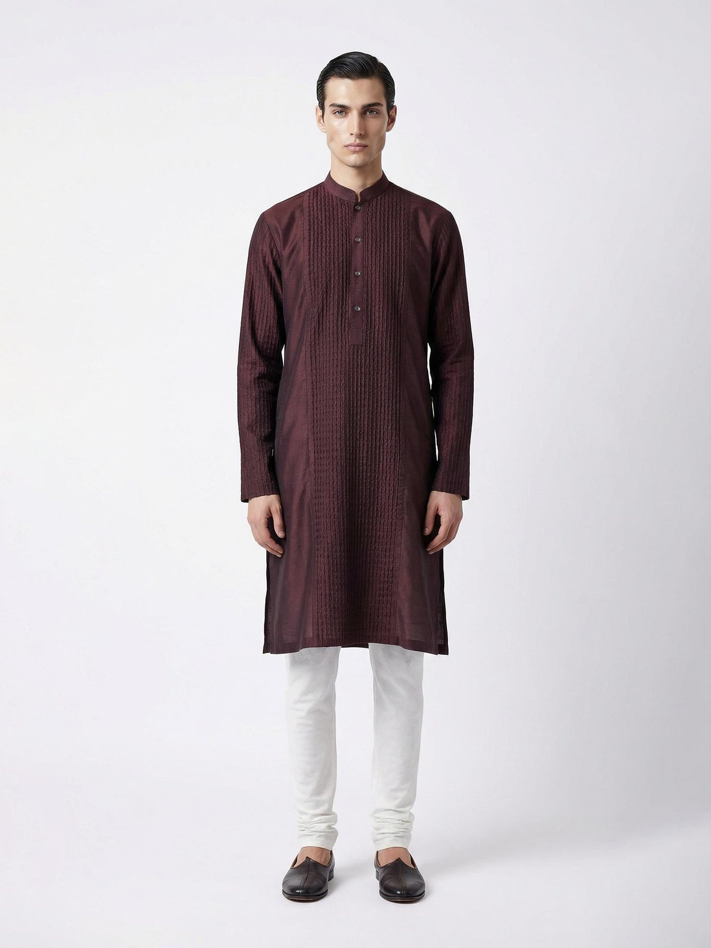 Maroon Pintuck Kurta