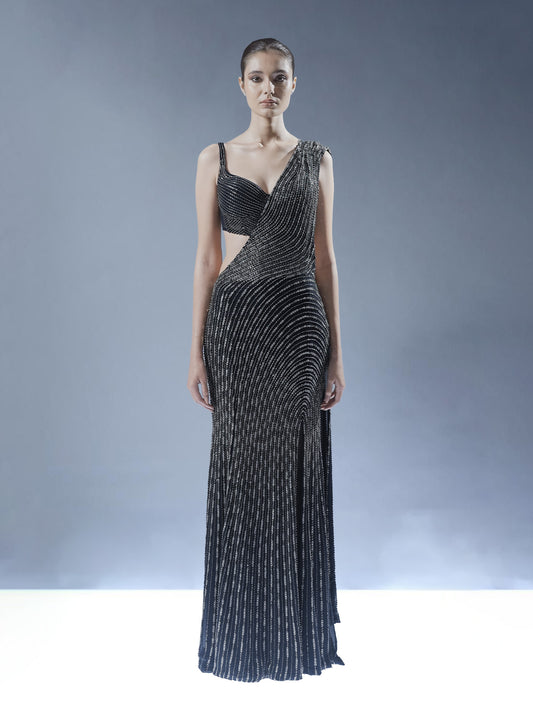 Helix Sculpted Sari Gown