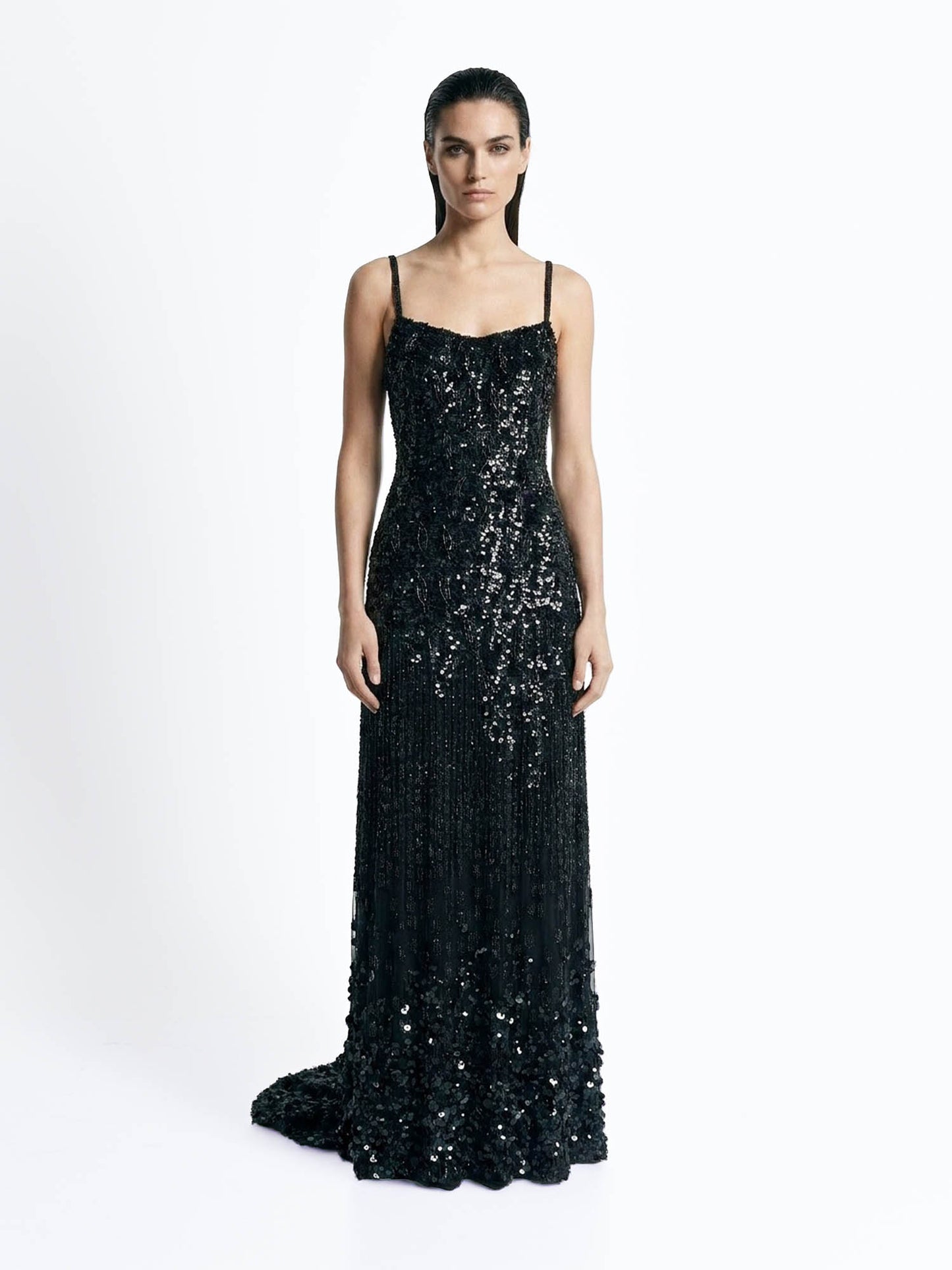 Moonlit Cascade Embellished Gown