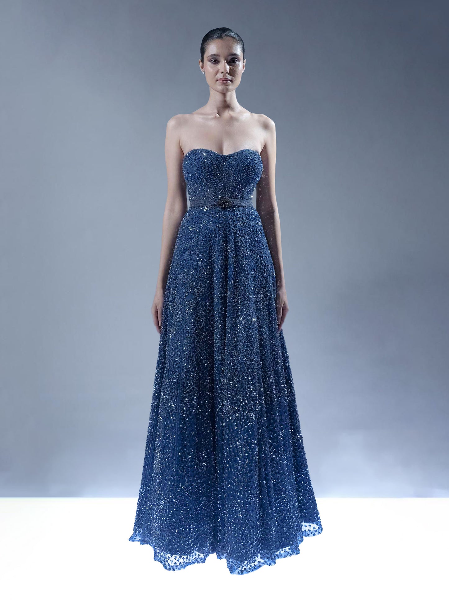 Royal Sapphire Embellished Gown