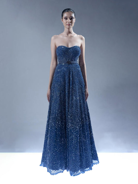 Royal Sapphire Embellished Gown