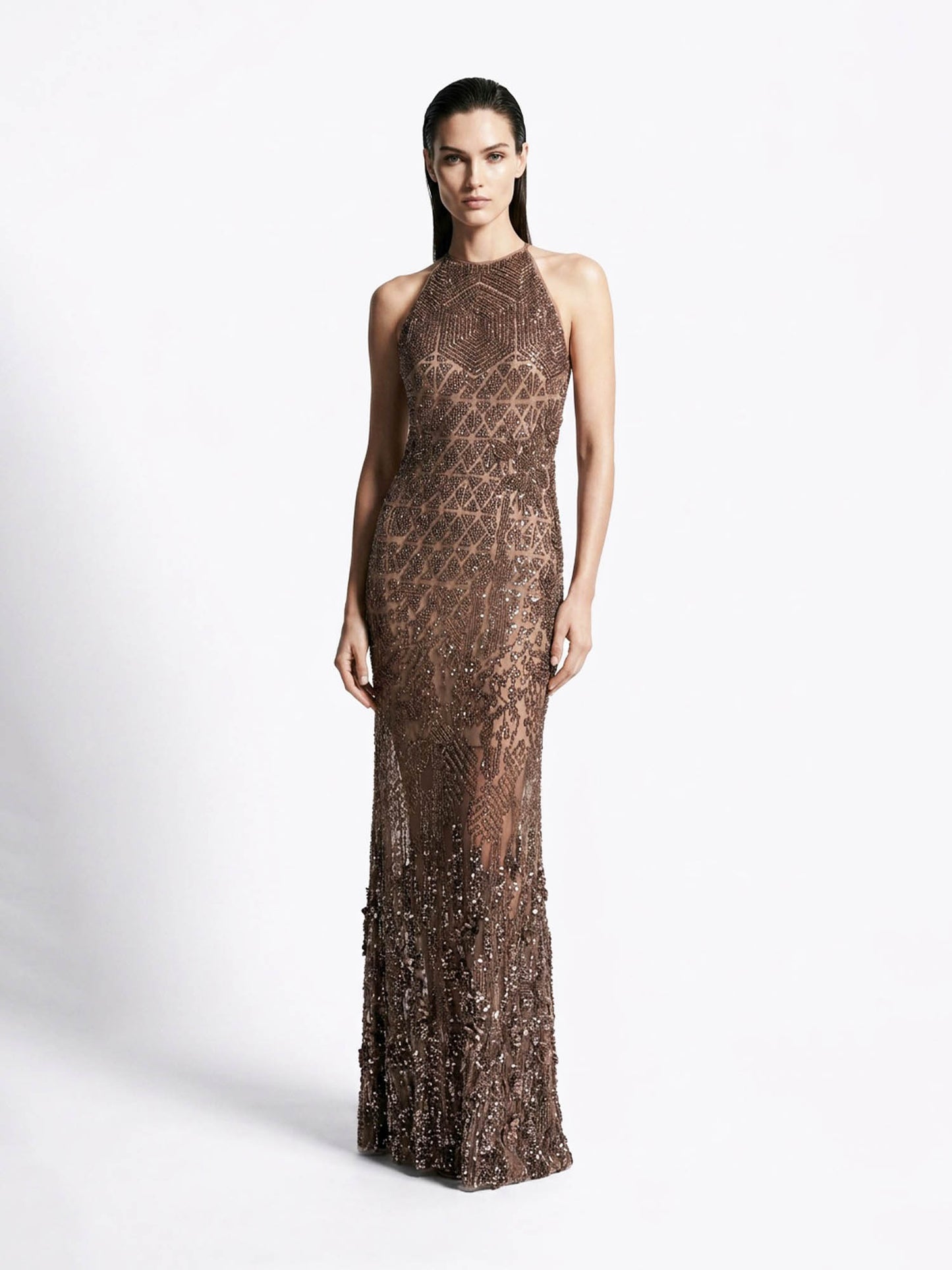 Celestial Mosaic Halter Gown