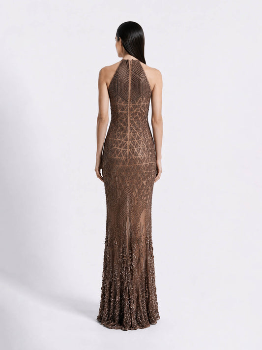 Celestial Mosaic Halter Gown