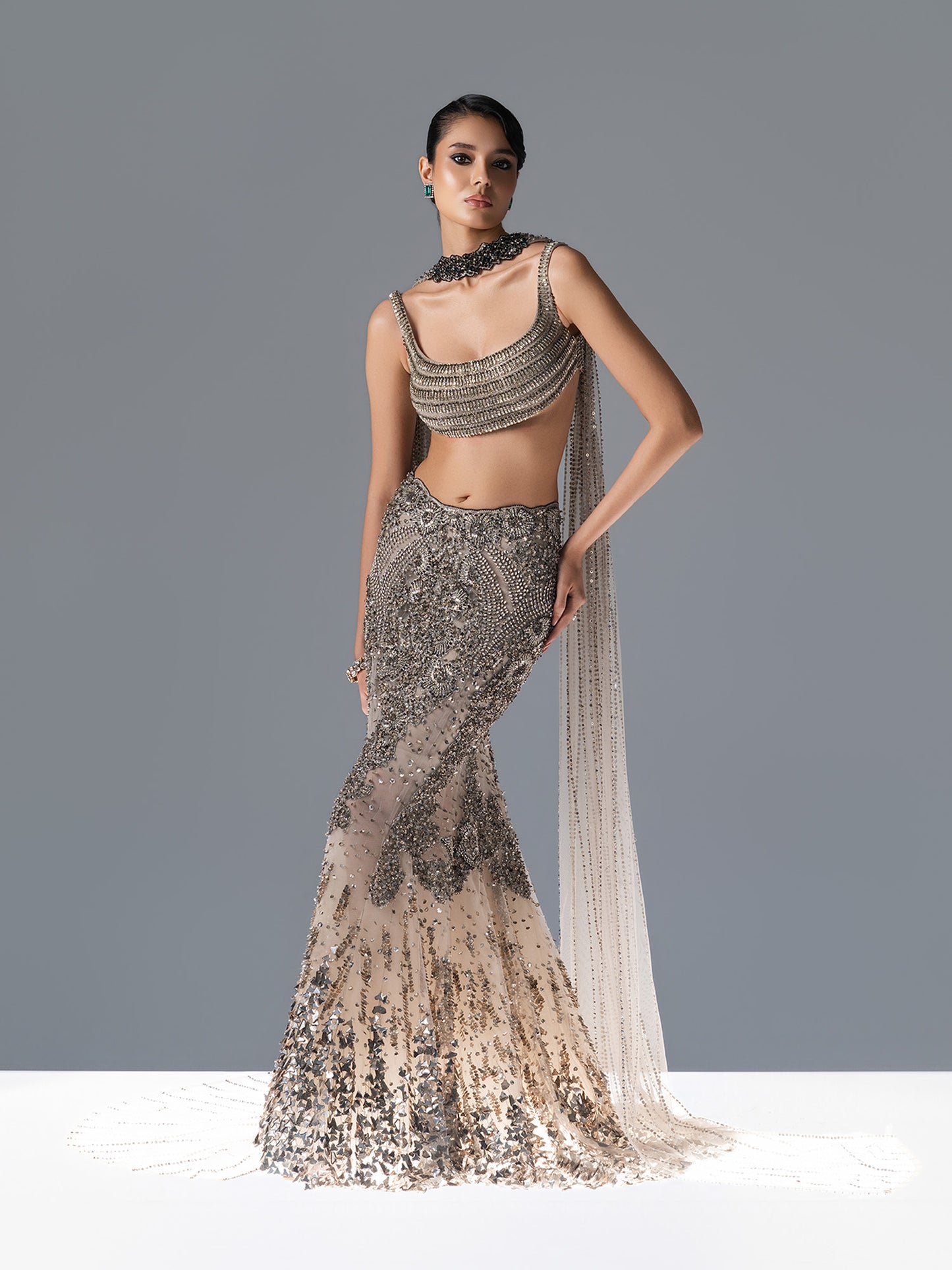 Halo Ecru Lehnga Set