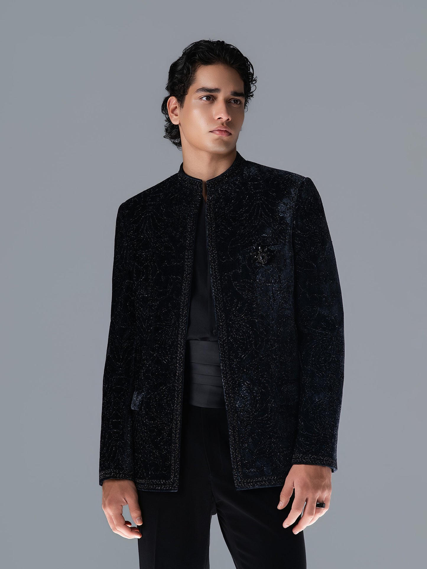 River Stone Bandhgala Set