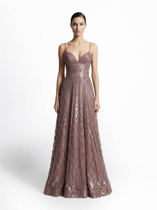 Celestial Lattice Embellished Gown