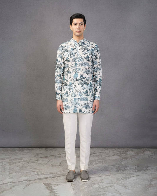 Ivory Heritage Print Straight Kurta