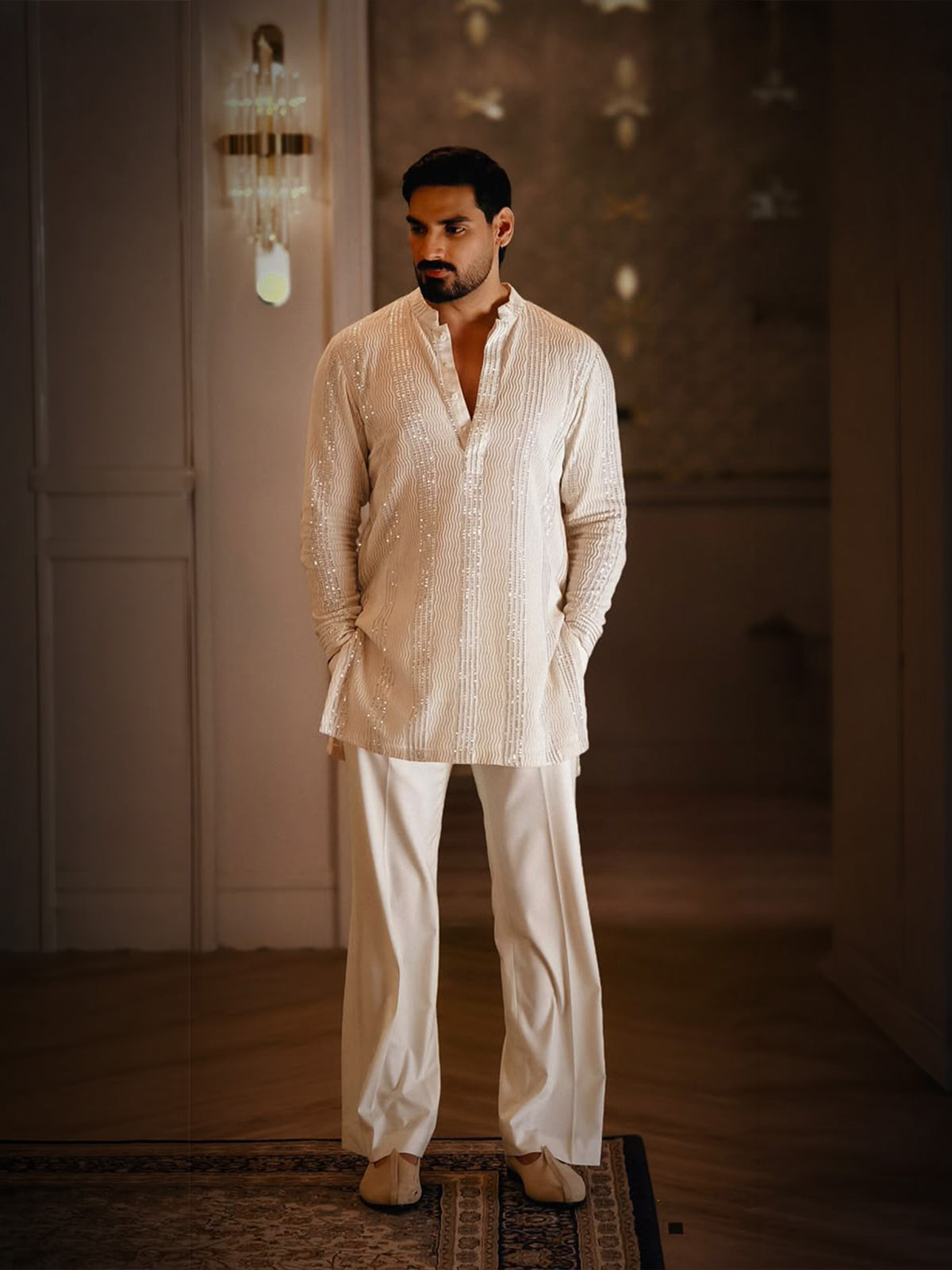 Ahan Shetty • In Ivory Embroidered Kurta Set