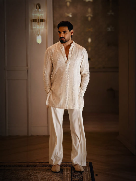 Ahan Shetty • In Ivory Embroidered Kurta Set