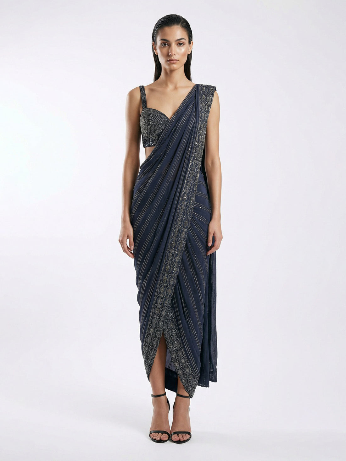 Midnight Regal Embellished Sari