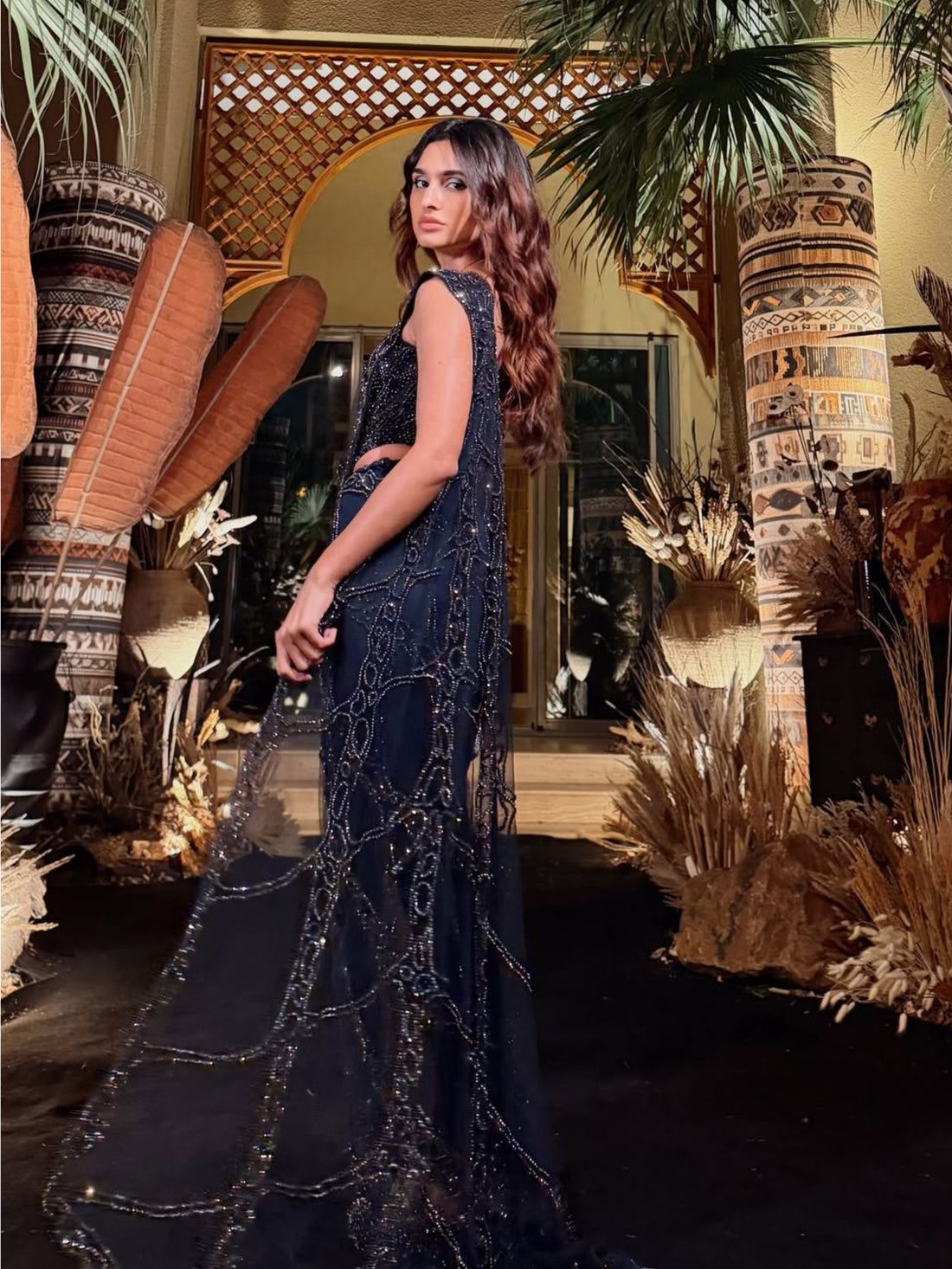 Alaviaa Jaaferi • In Nocturne Lattice Saree
