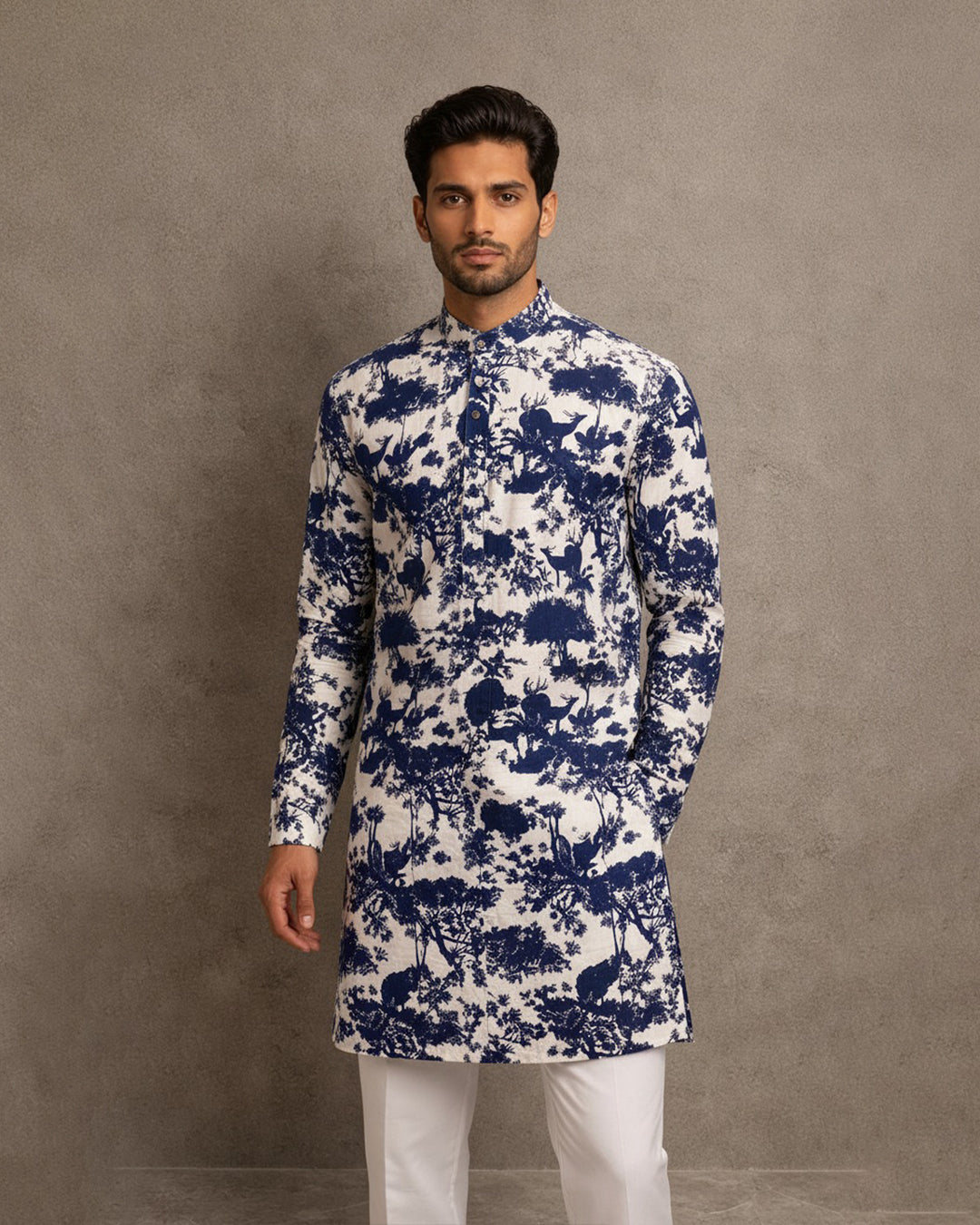 Ivory & Indigo Heritage Print Kurta Set
