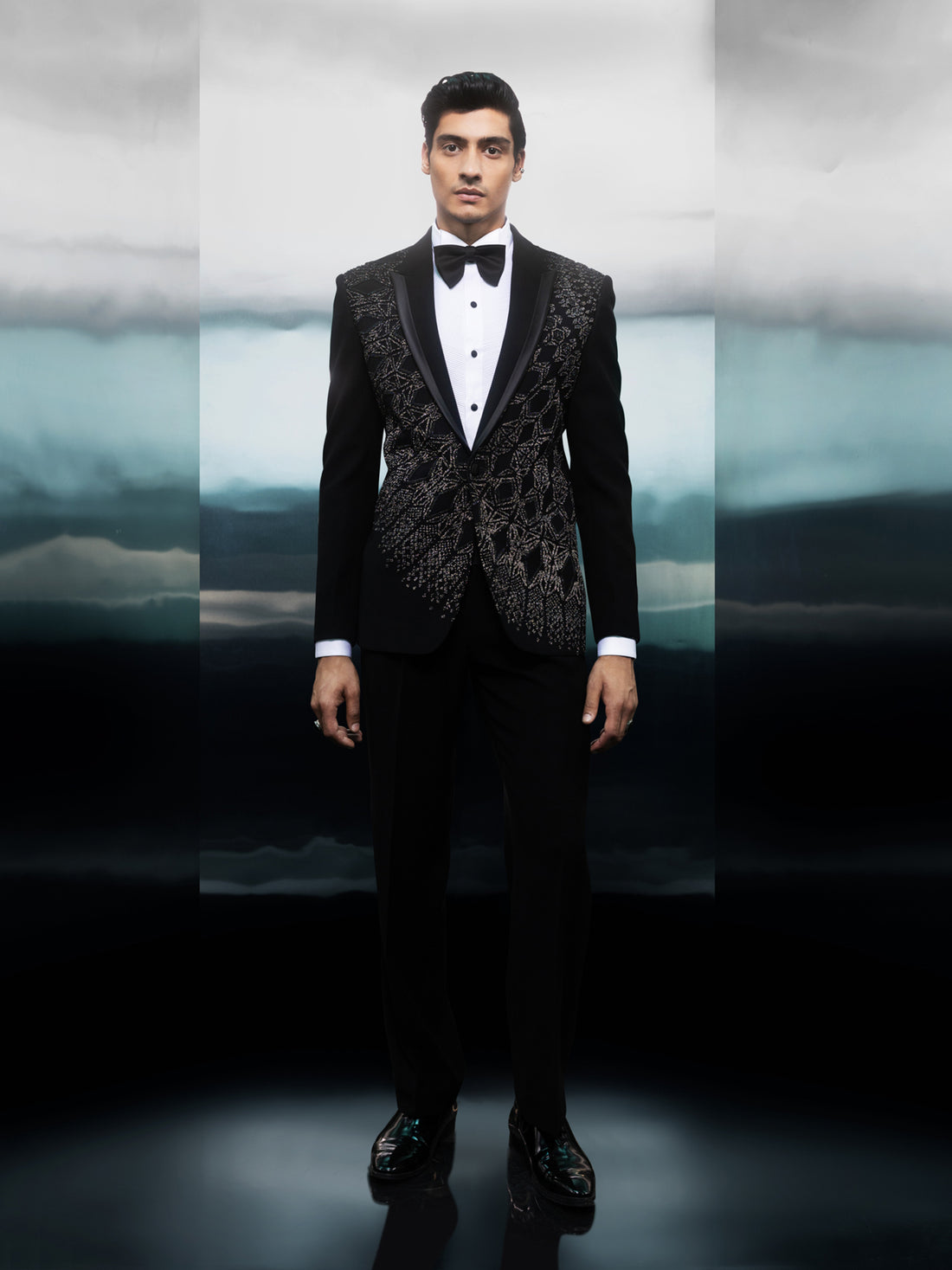 Celestial Noir Embroidered Tuxedo