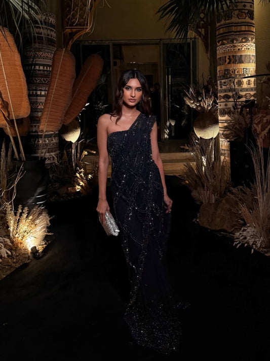 Alaviaa Jaaferi • In Nocturne Lattice Saree
