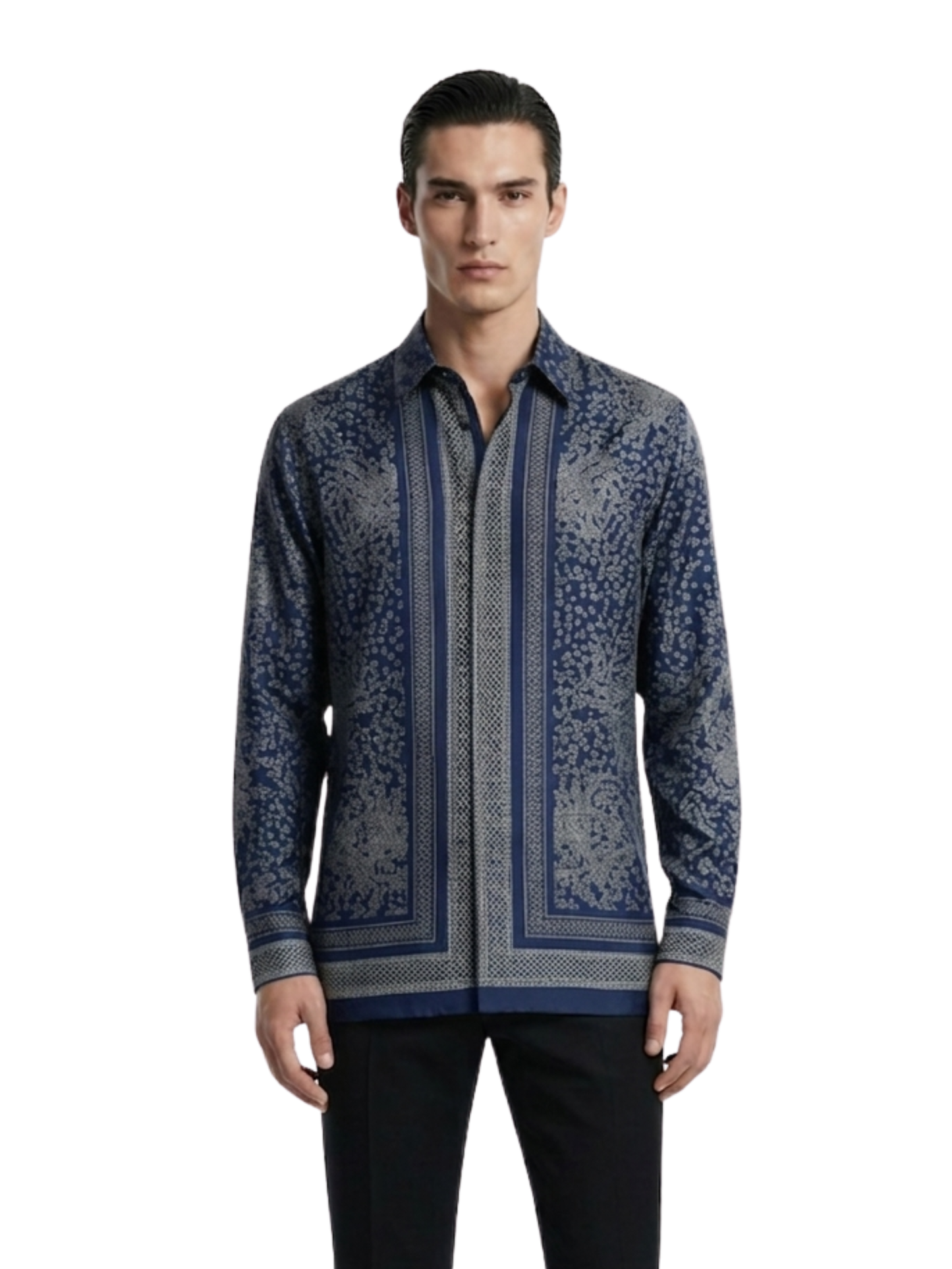 Midnight Navy Mosaic Statement Shirt