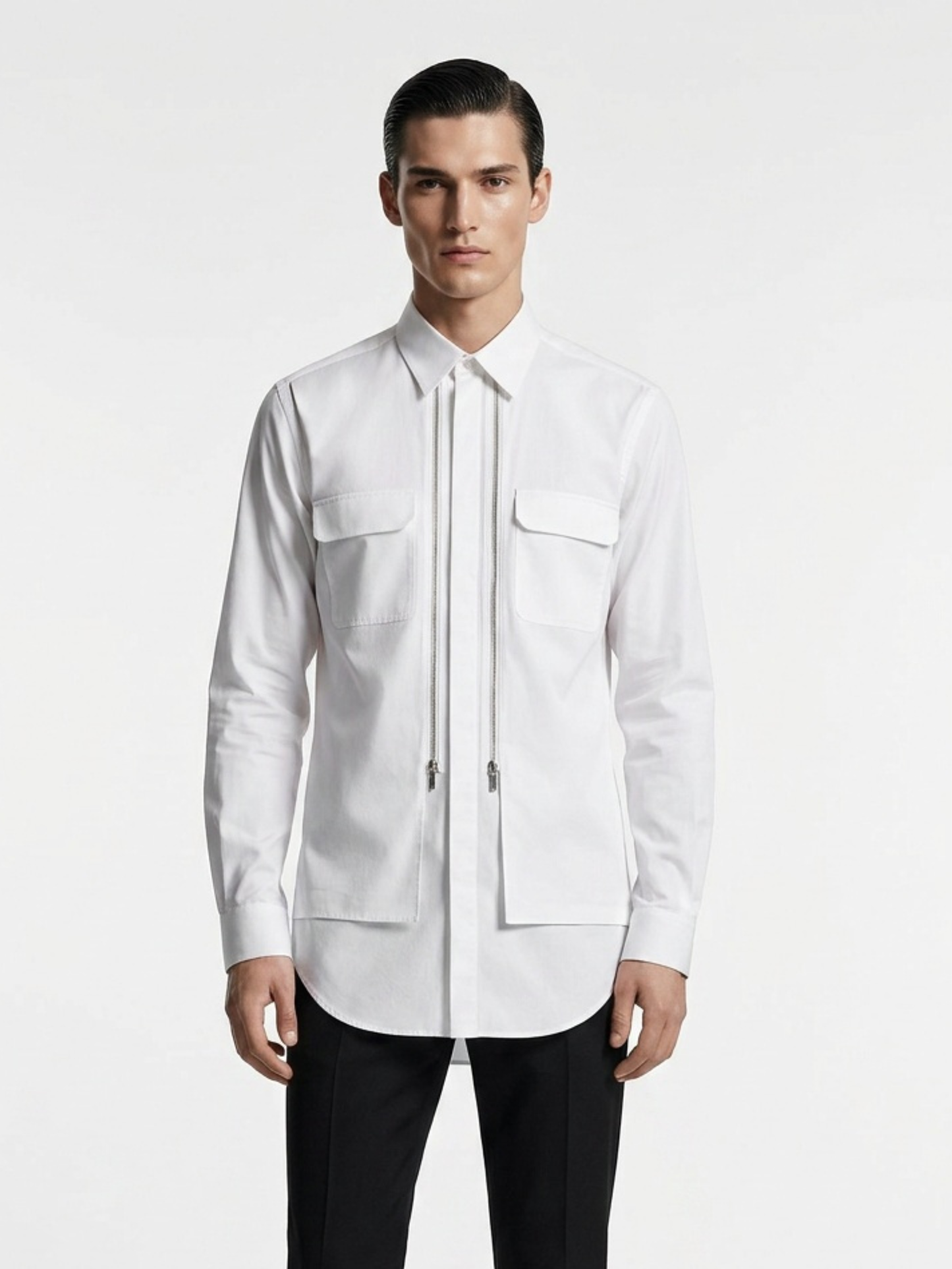 Ivory Asymmetric Zip Shirt