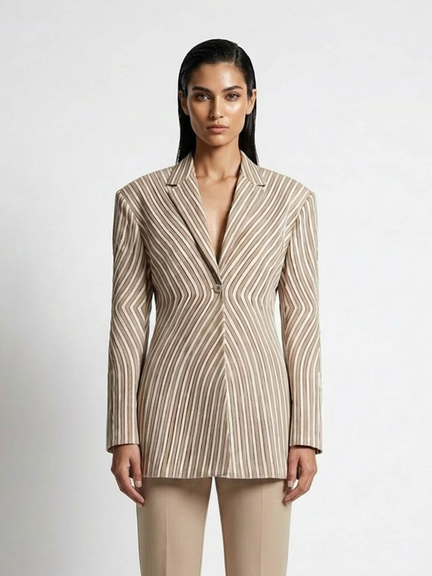 Sculpted Pinstripe Blazer