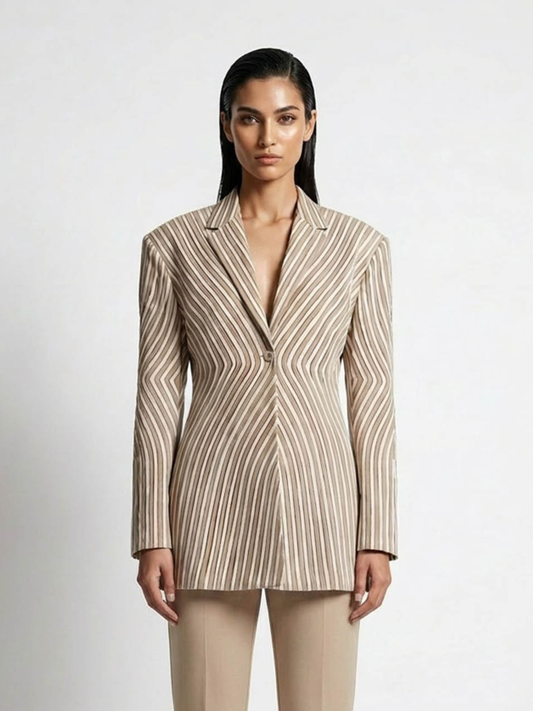 Sculpted Pinstripe Blazer