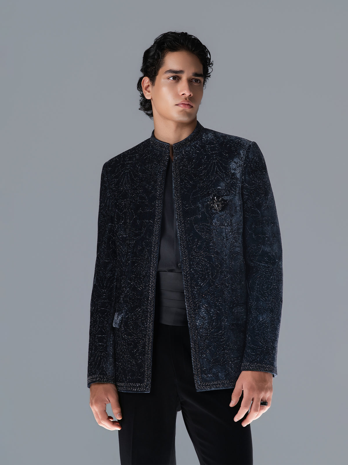 River Stone Bandhgala Set