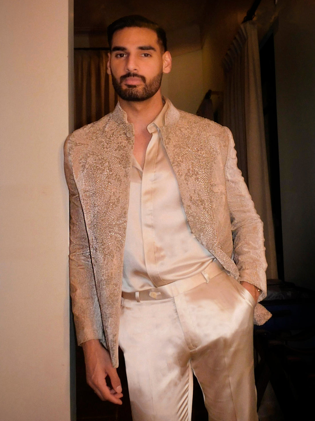 Ahan Shetty • In Silk Velvet Bandhgala