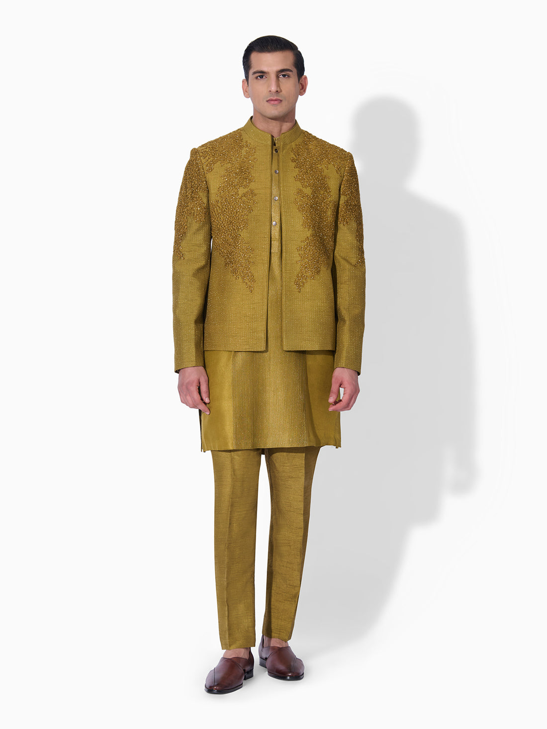 Dark Lime Bandhgala Set