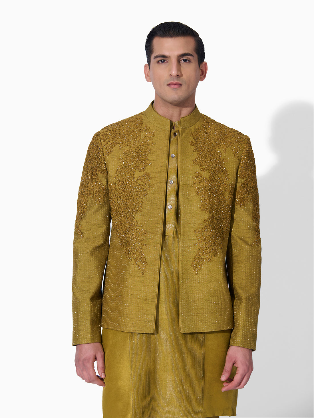 Dark Lime Bandhgala Set