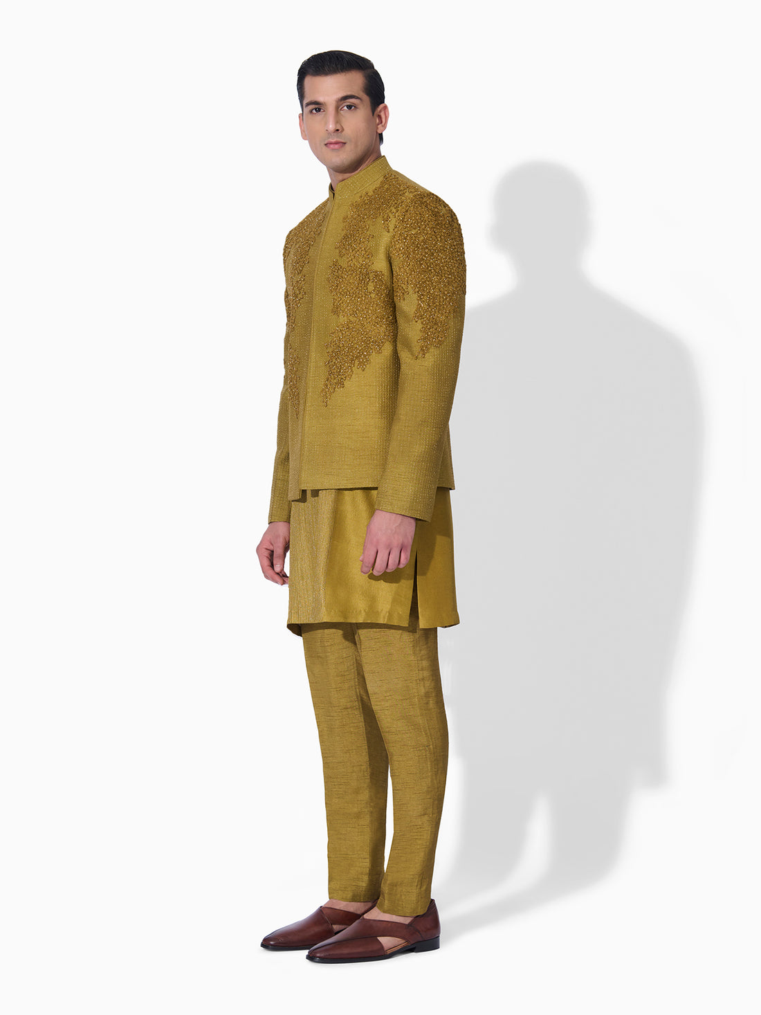 Dark Lime Bandhgala Set