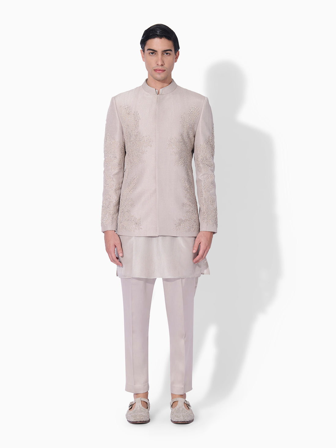 Sandstone Embroidered Bandhgala Set