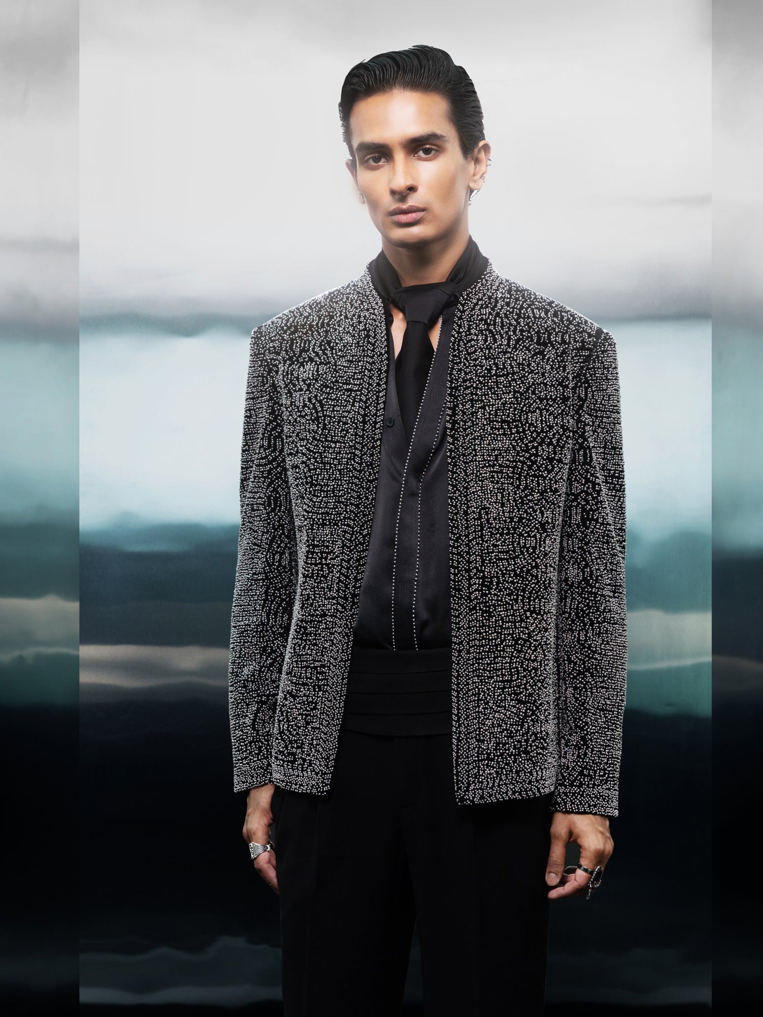 Silver Serpent Textured Jacket – Rohit Gandhi & Rahul Khanna