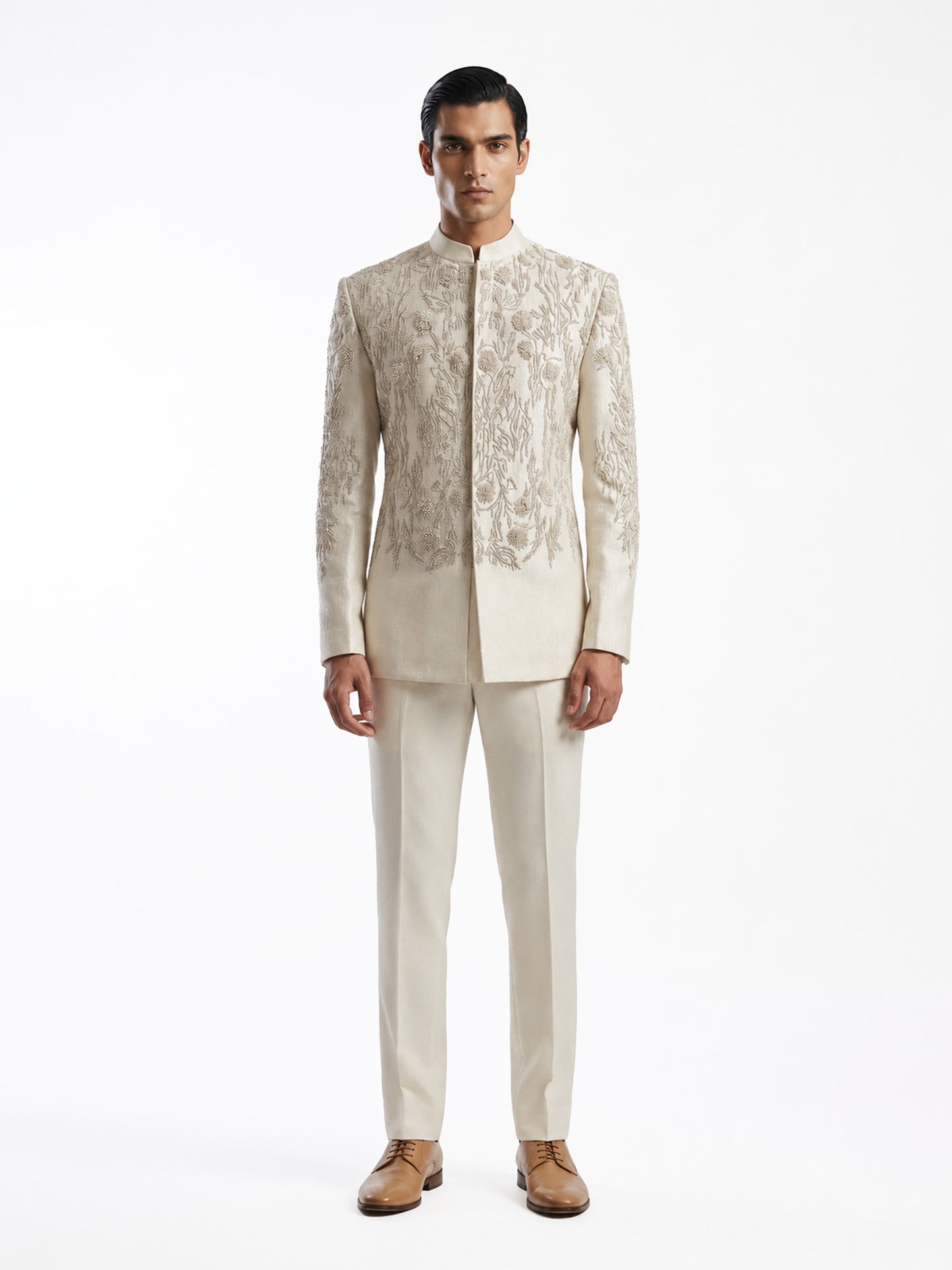 Ivory Embroidered Bandhgala Set