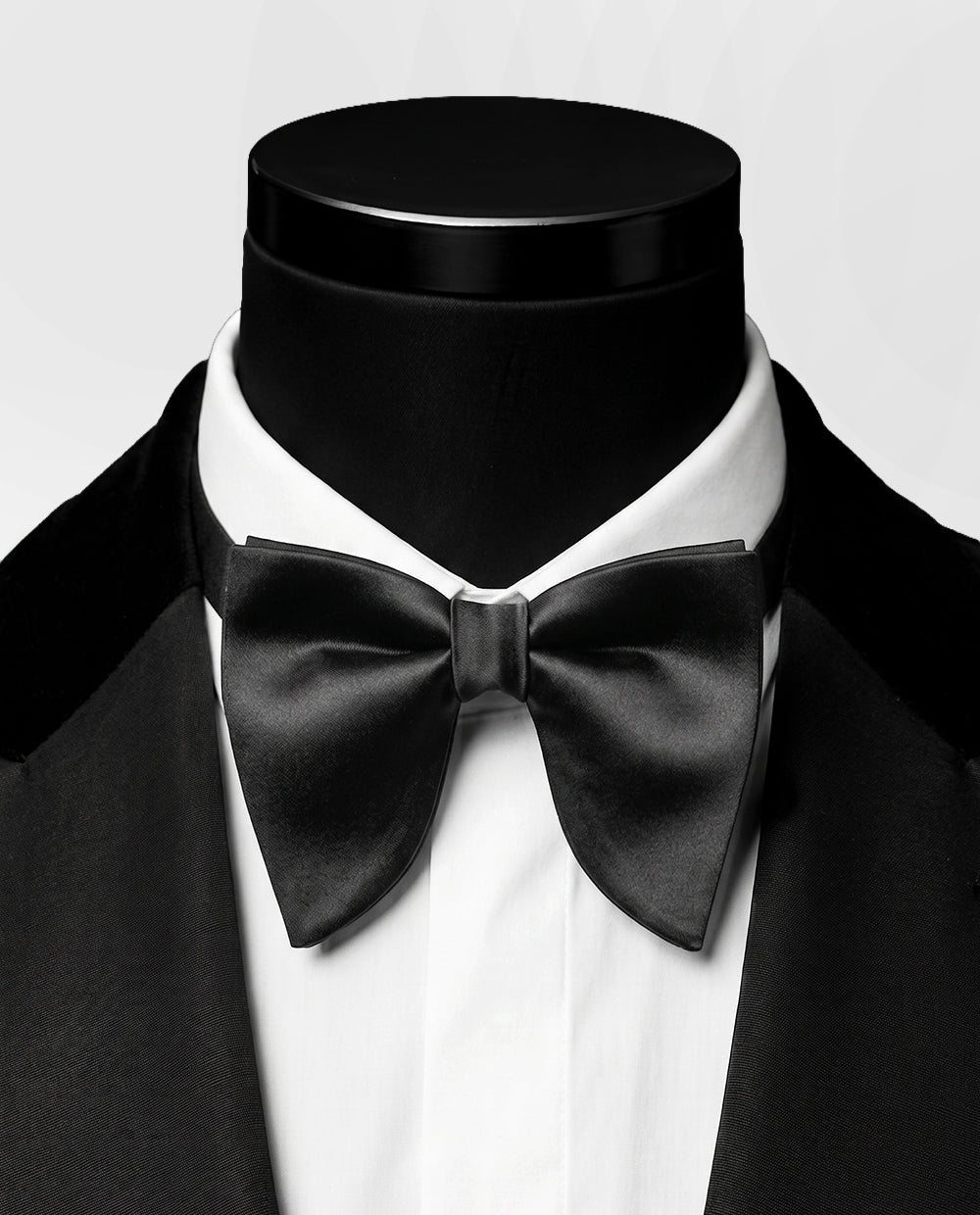 Noir Satin Statement Bow Tie