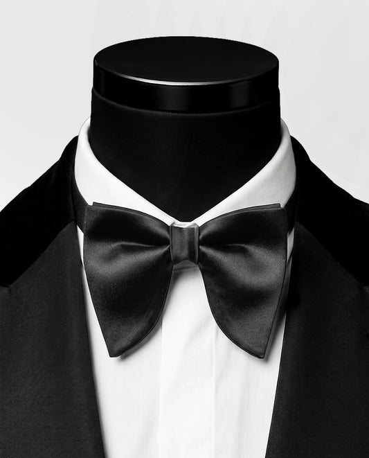 Noir Satin Statement Bow Tie
