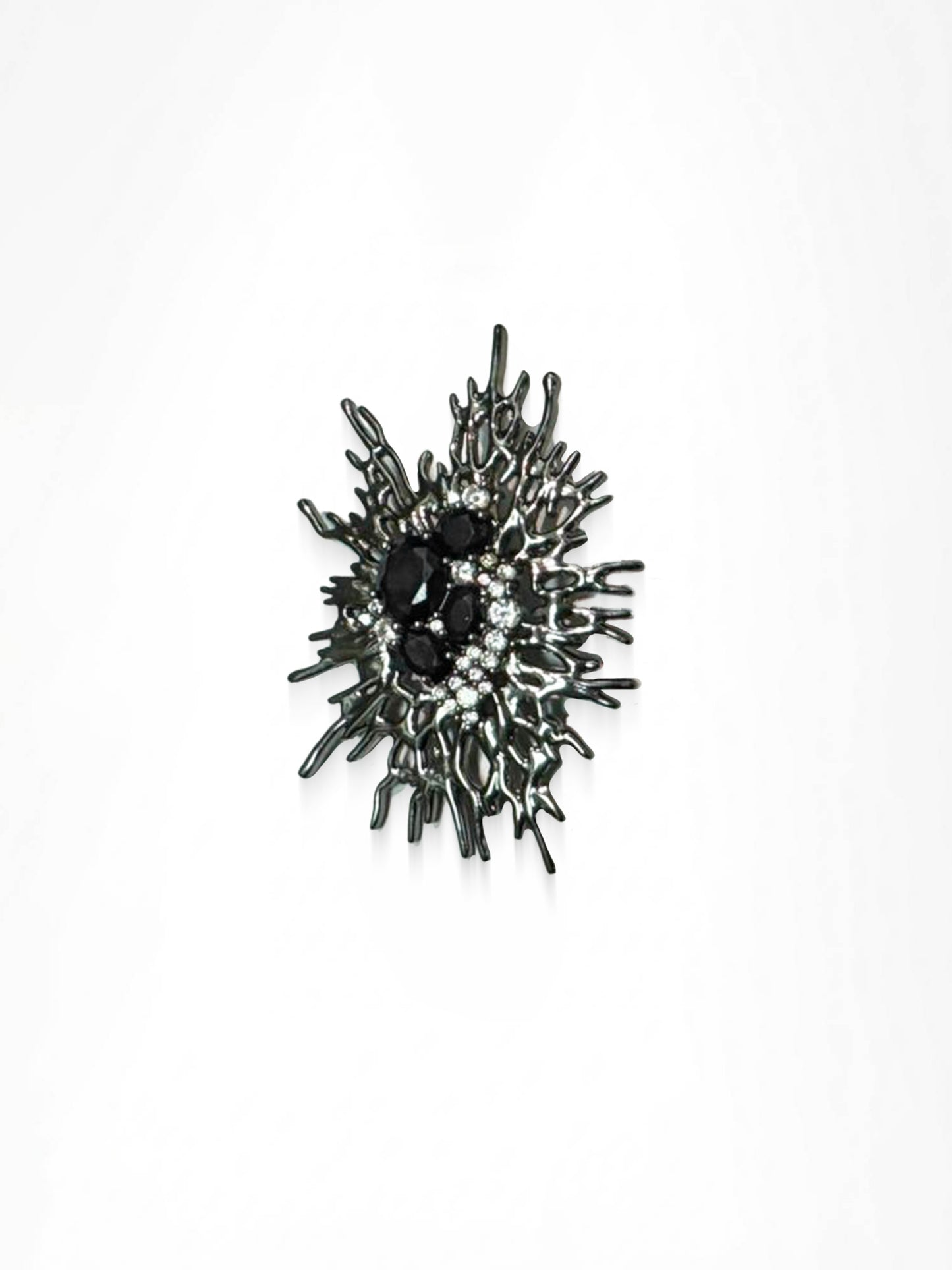Coral Noir Brooch