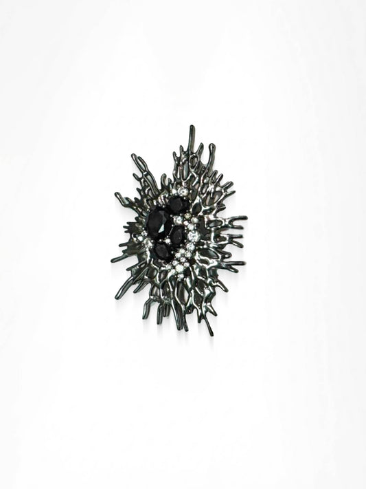 Coral Noir Brooch