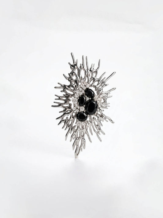 Coral Noir Brooch