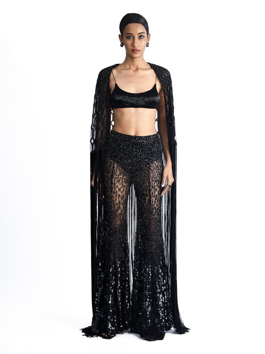 Alhazen Sharara Pants With Orbit Bustier And Cape