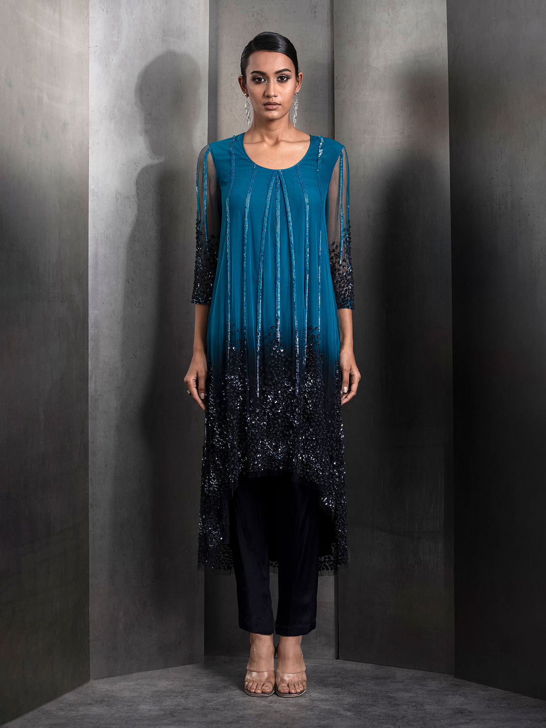 Yoke Embellished Ombre Kurta